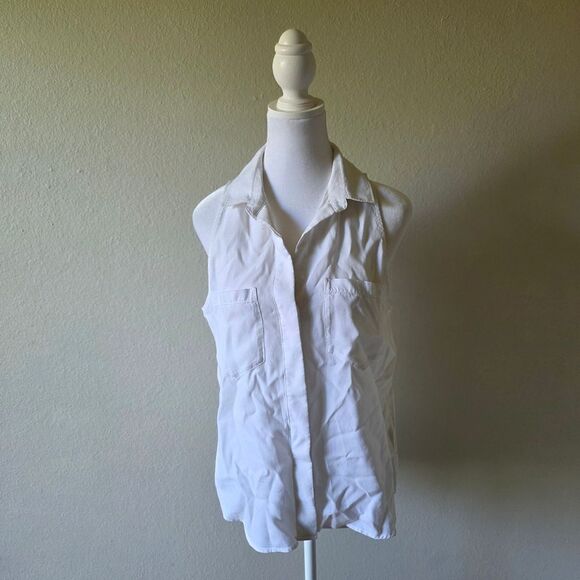 Anthropologie Cloth & Stone White Sleeveless Hipster Top Small - Picture 3 of 8